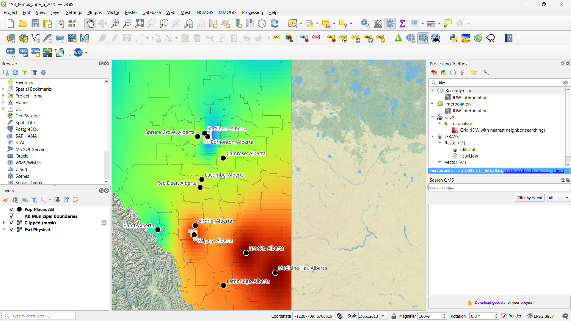 QGIS Color Gradient Mapping